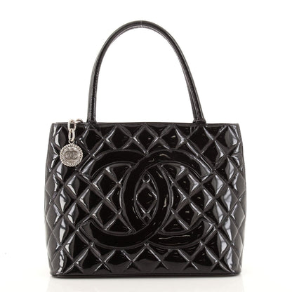 Chanel Medallion Tote Quilted Patent Black