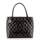 Chanel Medallion Tote Quilted Patent Black