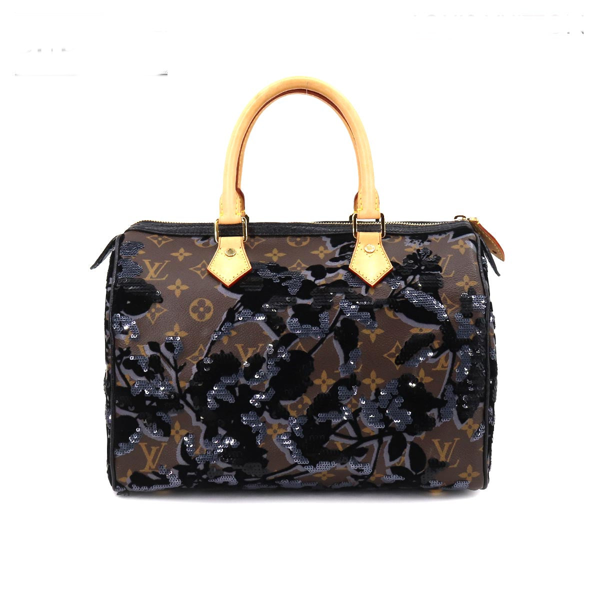 Louis Vuitton Monogram Fleur De Gees Speedy 30 Hand Bag Sequin Brown