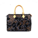 Louis Vuitton Monogram Fleur De Gees Speedy 30 Hand Bag Sequin Brown