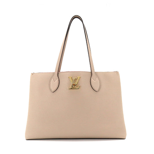 Louis Vuitton Lockme Shopper Tote Bag Leather Greige Gold Hardware
