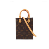 Louis Vuitton Monogram Petit Sac Plat 2way Hand Shoulder Bag Brown