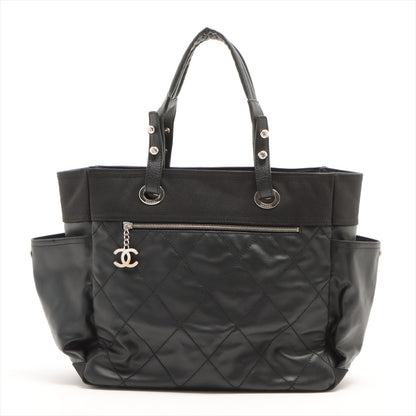 Chanel Paris Biarritz GM Coated Canvas Tote Bag, Black