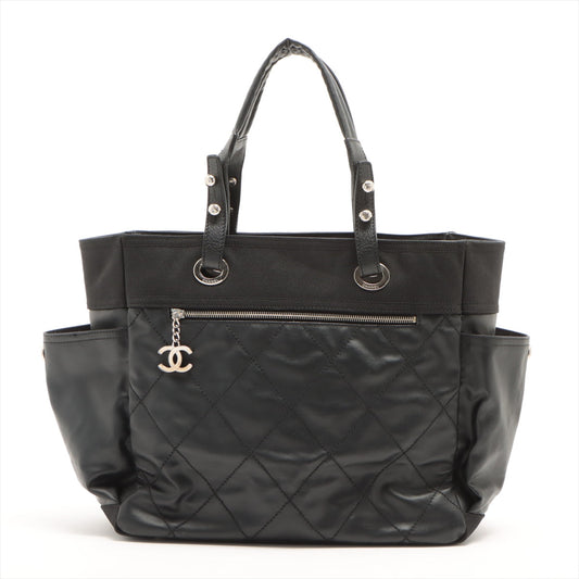 Chanel Paris Biarritz GM Coated Canvas Tote Bag, Black
