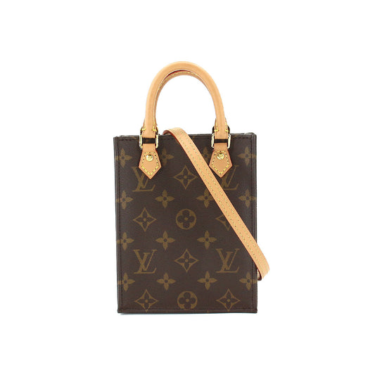 Louis Vuitton Monogram Petit Sac Plat 2 Way Hand Shoulder Bag Brown