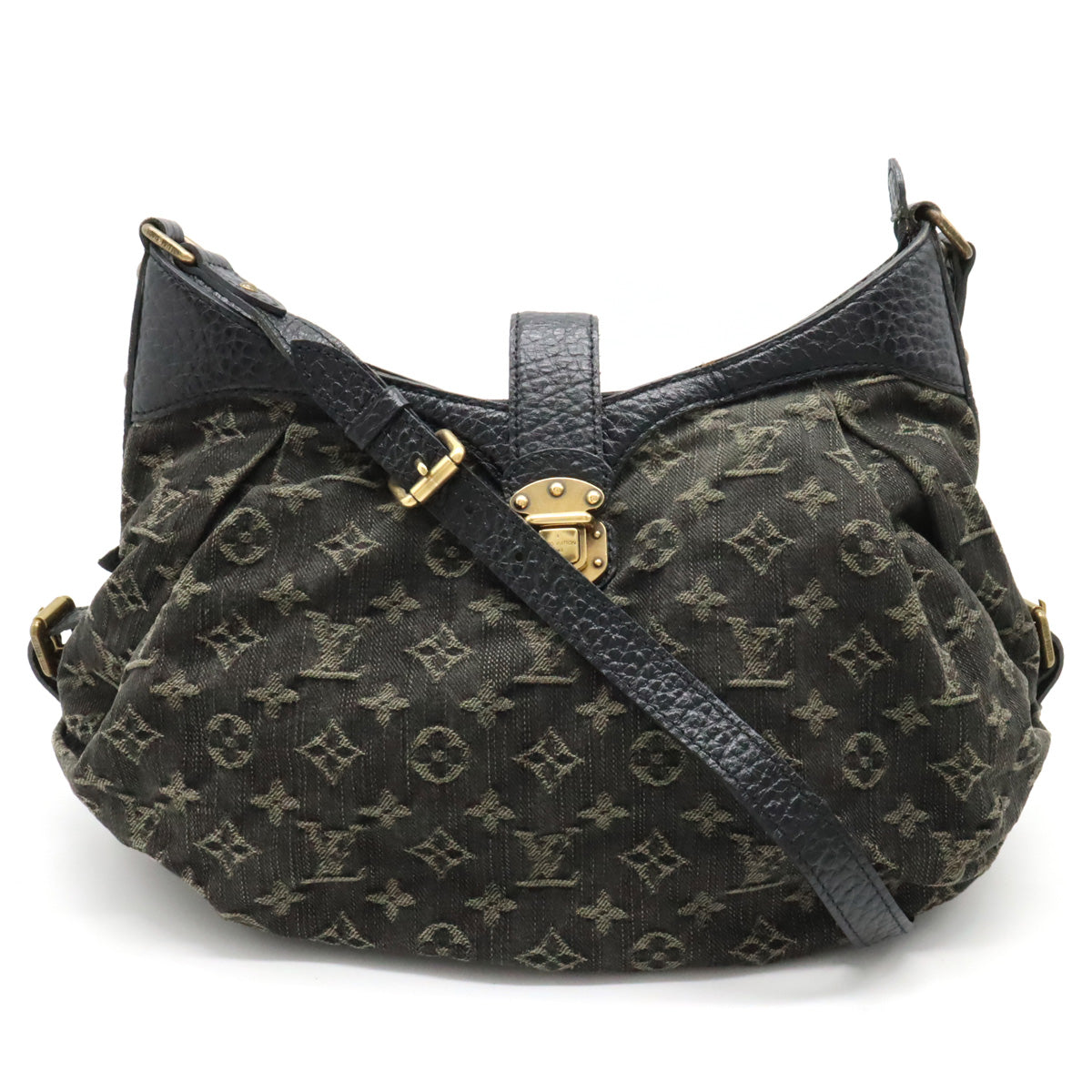 Louis Vuitton Monogram Denim XS Shoulder Bag Diagonal Canvas Leather Black