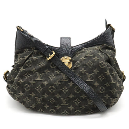 Louis Vuitton Monogram Denim XS Shoulder Bag Diagonal Canvas Leather Black