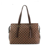 Louis Vuitton Damier Chelsea Tote Bag Ebene Brown Gold Hardware