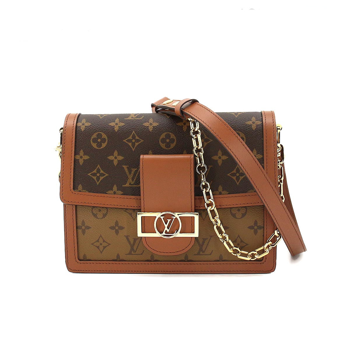 Louis Vuitton Monogram Reverse Dauphine MM 2way Shoulder Bag Brown