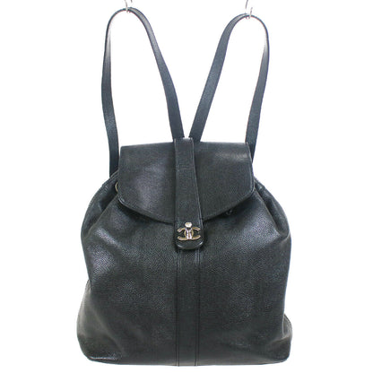 Chanel CC Chain Backpack Bag Black Caviar Skin Leather
