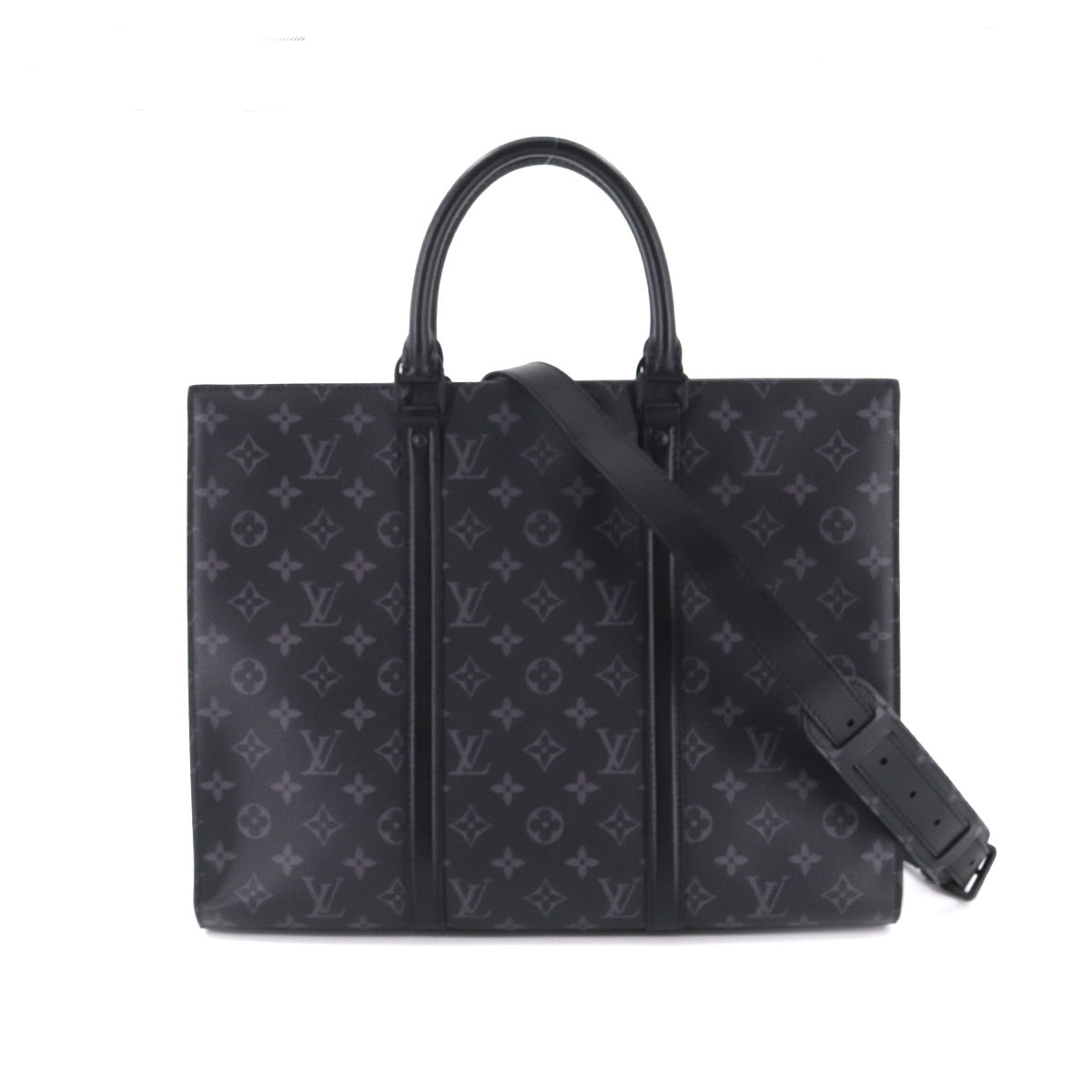 Louis Vuitton Monogram Eclipse Sac Pla Horizontal Zip Business Bag Black