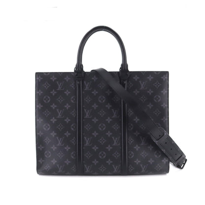 Louis Vuitton Monogram Eclipse Sac Pla Horizontal Zip Business Bag Black