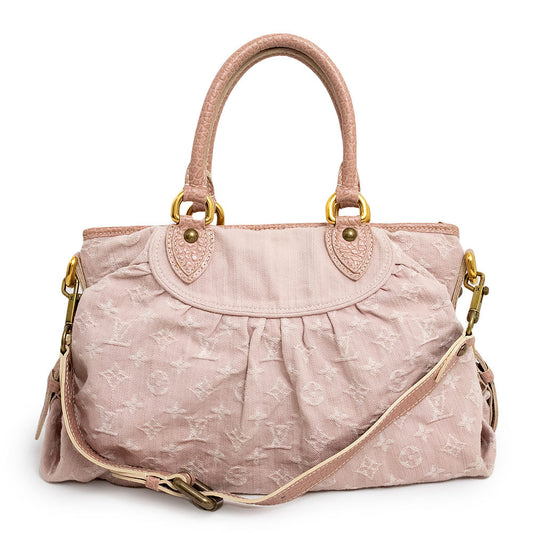 Louis Vuitton Neo Cabby MM Shoulder Bag Monogram Denim Leather Rose Pink