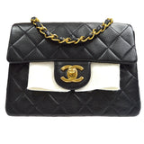 Chanel Classic Flap Mini Square Chain Shoulder Bag Black Lambskin