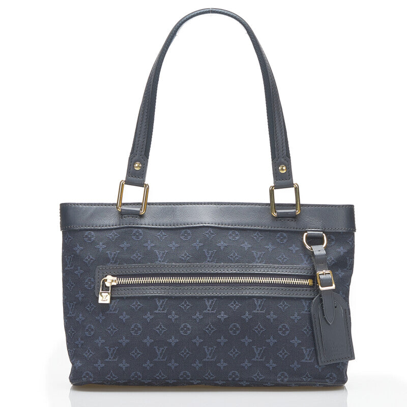 Louis Vuitton Monogram Mini Lucile PM Handbag Tote Bag Navy Canvas Leather