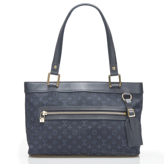 Louis Vuitton Monogram Mini Lucile PM Handbag Tote Bag Navy Canvas Leather