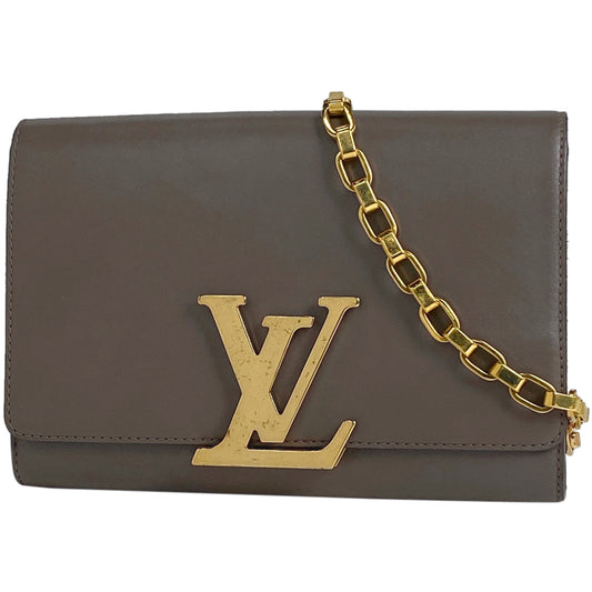 Louis Vuitton Pochette Chain Shoulder Bag Leather Brown