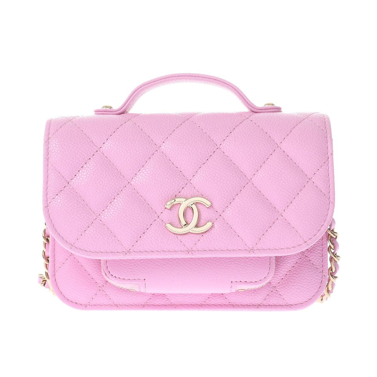 Chanel Matelasse Infinity Mini Pink Gold hardware Grained Calfskin Chain Wallet