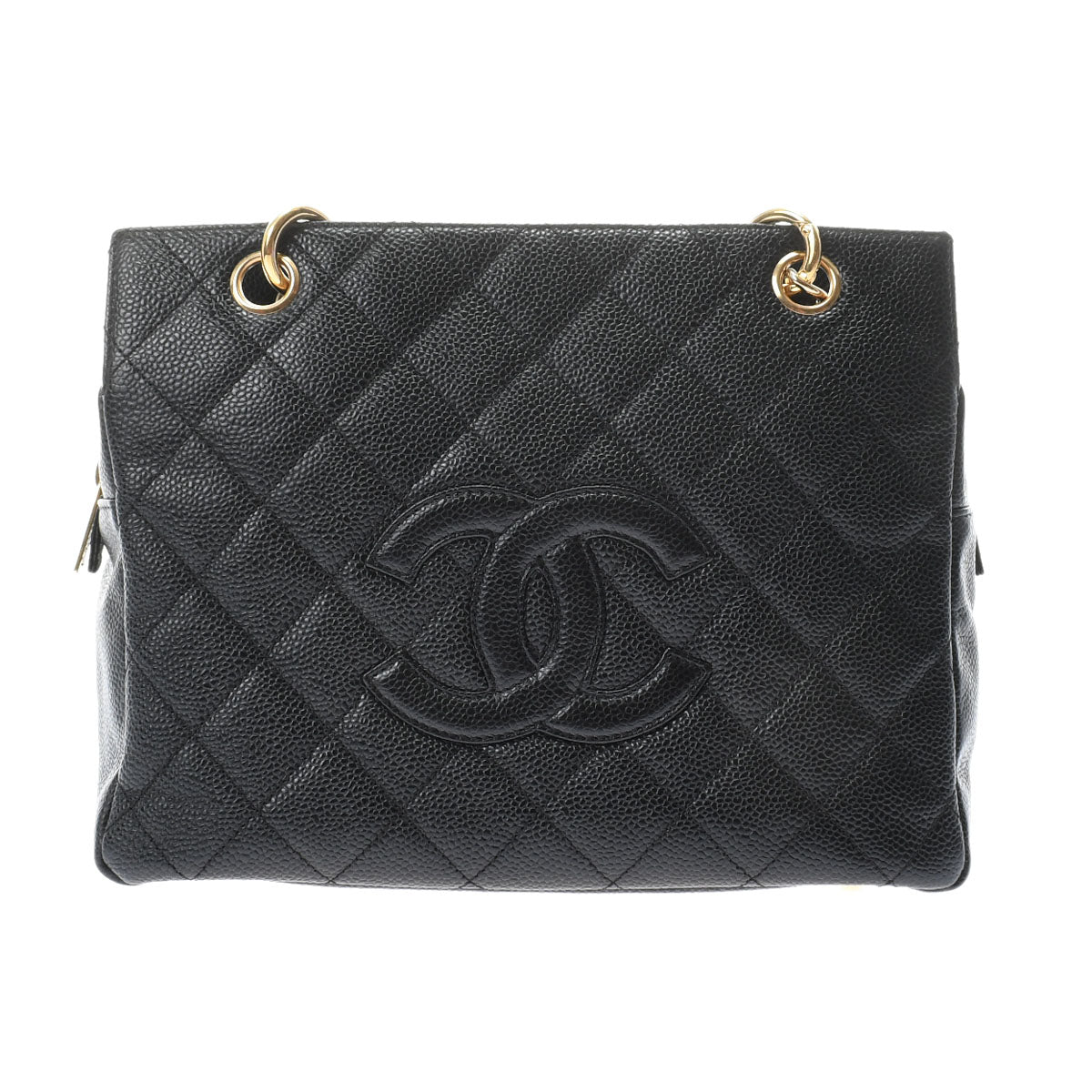 CHANEL Matelasse Black/Gold Hardware Caviar Skin Chain Tote Bag Handbag