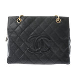 CHANEL Matelasse Black/Gold Hardware Caviar Skin Chain Tote Bag Handbag