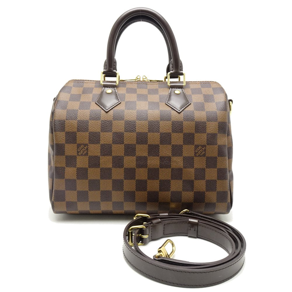 Louis Vuitton Damier Speedy Bandouliere 25 Ebene Boston Bag Brown