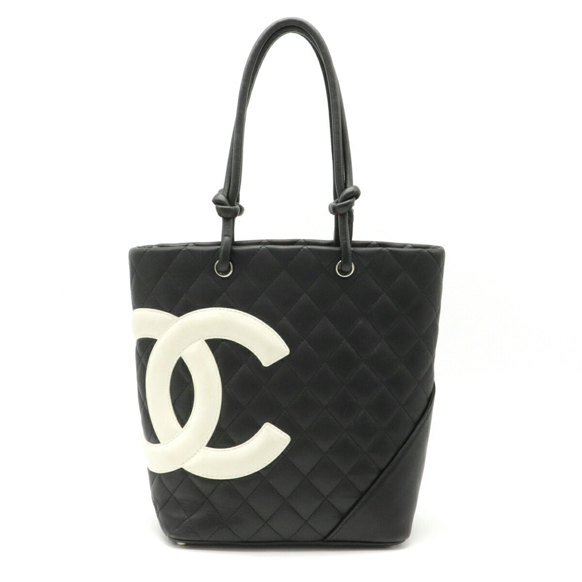 Chanel Cambon Line Coco Mark Medium Shoulder Bag Soft Calf Black White