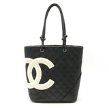 Chanel Cambon Line Coco Mark Medium Shoulder Bag Soft Calf Black White