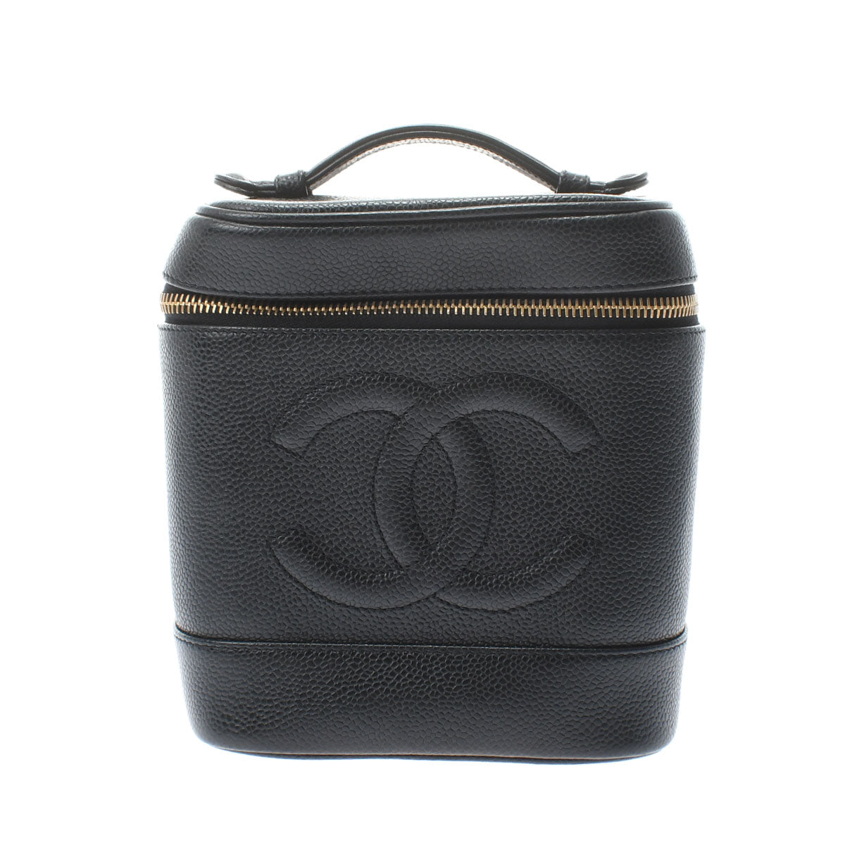 Chanel Vanity Black Gold Hardware Caviar Skin Handbag