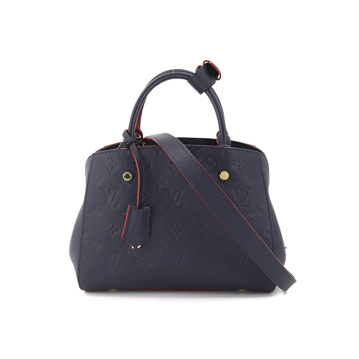 Louis Vuitton Monogram Implant Montaigne BB 2 Way Hand Shoulder Bag Leather Marine Rouge