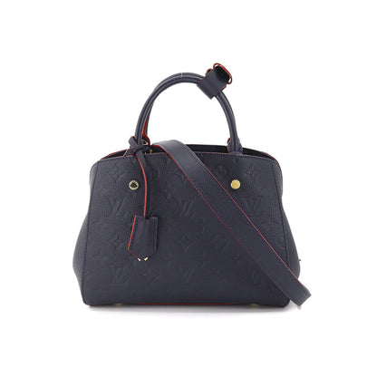 Louis Vuitton Monogram Implant Montaigne BB 2 Way Hand Shoulder Bag Leather Marine Rouge