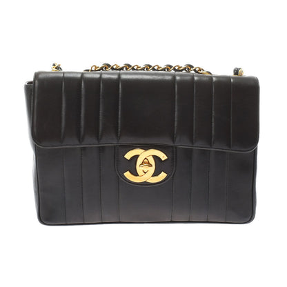 Chanel Mademoiselle Deca Matelasse Chain Shoulder 30cm Black Gold Hardware Lambskin Shoulder Bag