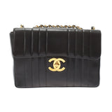 Chanel Mademoiselle Deca Matelasse Chain Shoulder 30cm Black Gold Hardware Lambskin Shoulder Bag