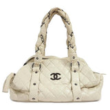 Chanel Matelasse Tote Ivory Horizontal Shoulder Bag Diamond Quilted