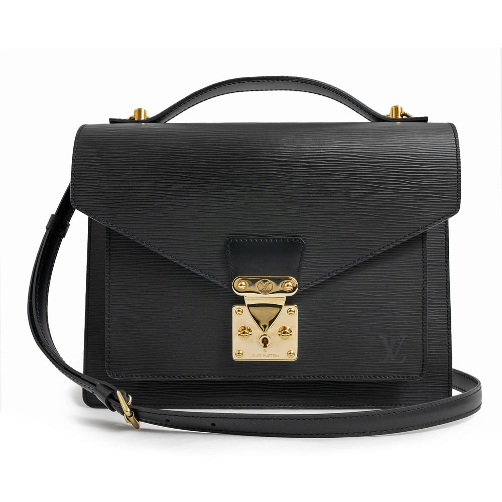 Louis Vuitton Monceau Shoulder Bag Epi Leather Black