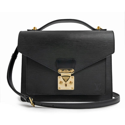 Louis Vuitton Monceau Shoulder Bag Epi Leather Black