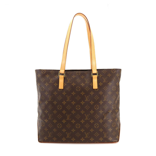 Louis Vuitton Monogram Cabas Mezzo Tote Bag Brown Gold Metal Fittings