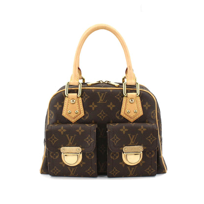 Louis Vuitton Monogram Manhattan PM Handbag Brown Gold Hardware