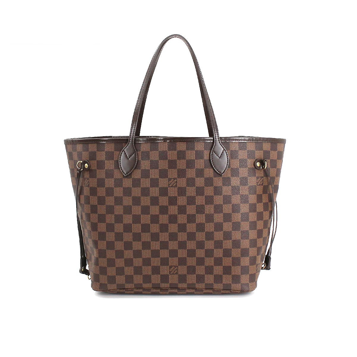 Louis Vuitton Damier Neverfull MM Tote Bag Ebene Cerise Brown Gold Hardware