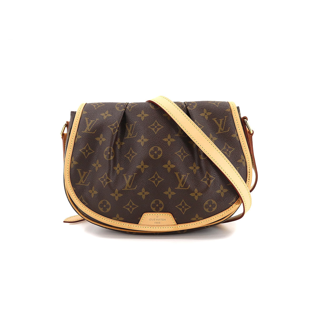 Louis Vuitton Monogram Menilmontant PM Shoulder Bag Brown Gold Metal Fittings