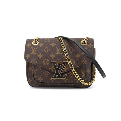 Louis Vuitton Monogram Passy Chain Shoulder Bag Brown Black