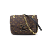 Louis Vuitton Monogram Passy Chain Shoulder Bag Brown Black