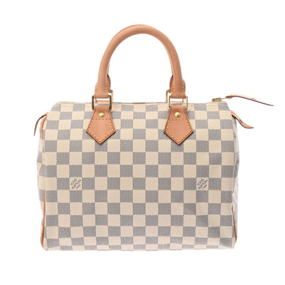 Louis Vuitton Damier Azur Speedy 25 White  Canvas Handbag
