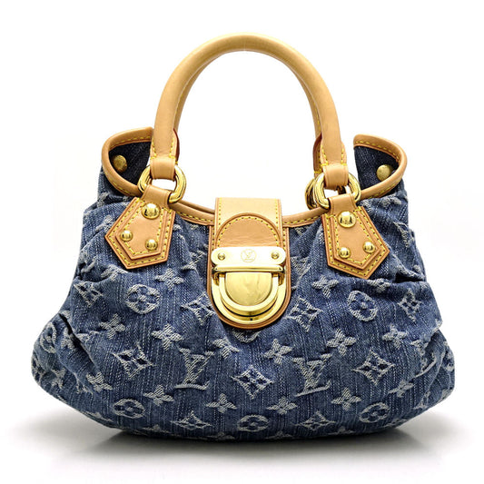 Louis Vuitton Handbag Monogram Denim Pleaty Blue