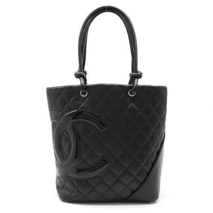 Chanel Cambon Line Medium Tote Bag Soft Calf Enamel Black