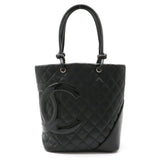 Chanel Cambon Line Medium Tote Bag Soft Calf Enamel Black