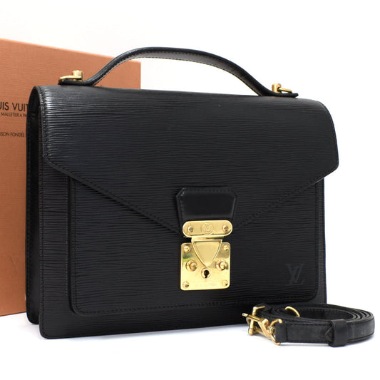 Louis Vuitton Monceau 2way Handbag Epi Leather Noir Black