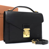 Louis Vuitton Monceau 2way Handbag Epi Leather Noir Black