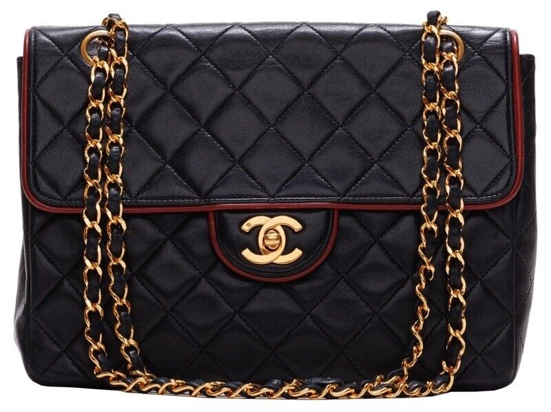 Chanel Matelasse Turn Lock Bicolor Single Flap Chain Shoulder Lambskin