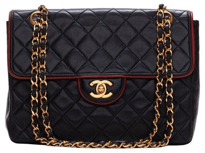 Chanel Matelasse Turn Lock Bicolor Single Flap Chain Shoulder Lambskin