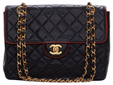 Chanel Matelasse Turn Lock Bicolor Single Flap Chain Shoulder Lambskin